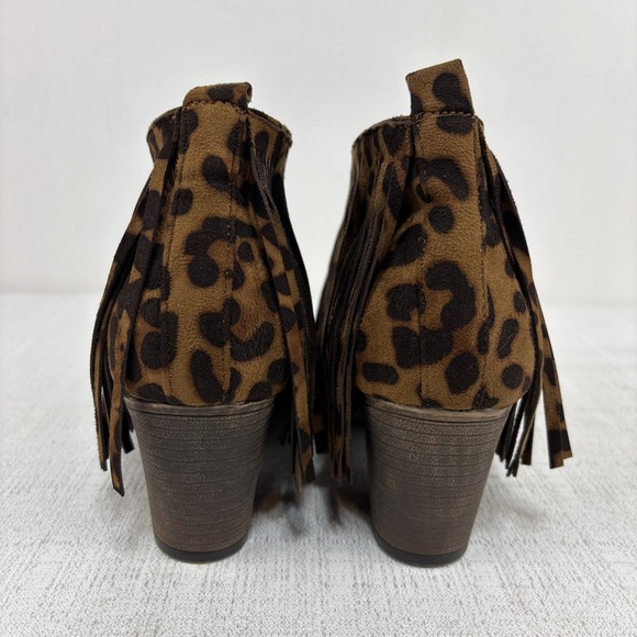 Mobwife Mata‎ Leopard Suede Fringe Ankle Boots Women's Size 7.5 Animal Print EUC - Picture 4 of 8